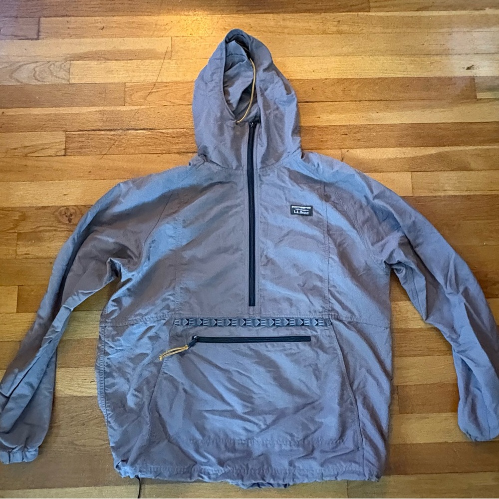 L.L. Bean Mocha Nylon Windbreaker with Hood